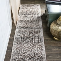JONATHAN Y MOROCCAN HYPE 2 x 10 Runner Rug, Tayri Tribal Geometric - Brown/Ivory, MOH501A-210
