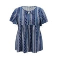 thumbnail image 4 of GRACE & GRANDEUR Women's Plus Size Tops Drawstring Collar Ruffle Sleeve Blouses Boho Floral Print Gathered Ties Babydoll Blouse 2X Navy Blue, 4 of 5