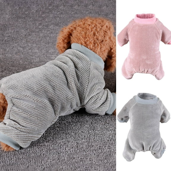 Pet Pajamas Solid Color Keep Warmth Skin-friendly Pet Dog Warm Jumpsuits Outfit for Home