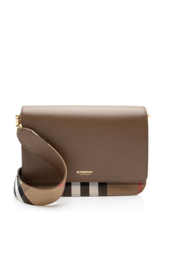 Pre-Owned Burberry Leather House Check Mackford Crossbody