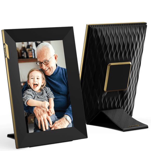 Nixplay 8 inch Touch Screen Digital Picture Frame with WiFi (W08K) - Black & Gold - Share Photos and Videos Instantly via Email or App