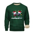 thumbnail image 2 of Blusas y camisas de cuello redondo y manga larga para hombre, blusa de poliéster con estampado navideño de copa de vino y terciopelo., 2 of 6