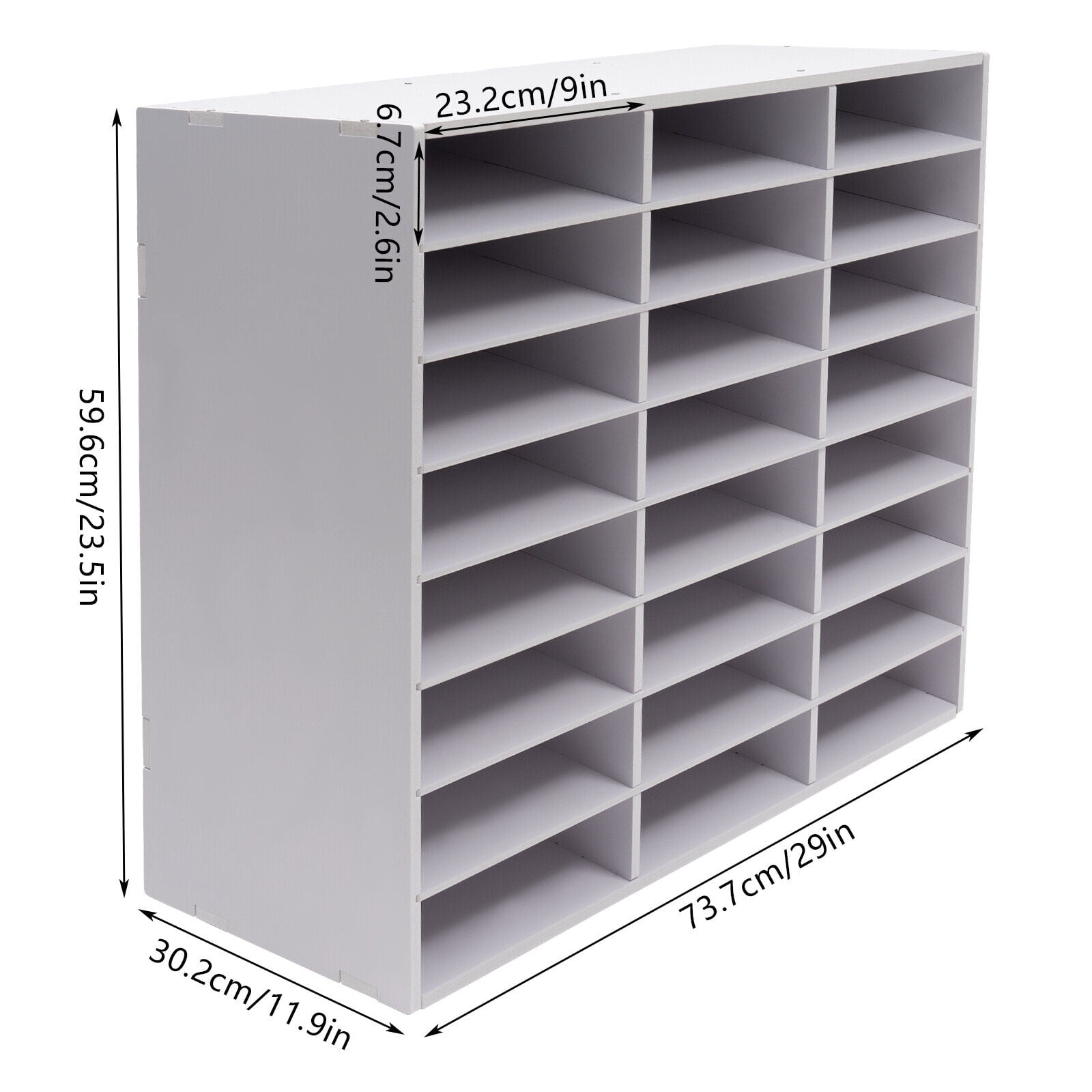 Desktop File Holder, Office Mailbox 24-compartment Literature Organizer Modern White Literature Organizer, 29*11.9*23.5in