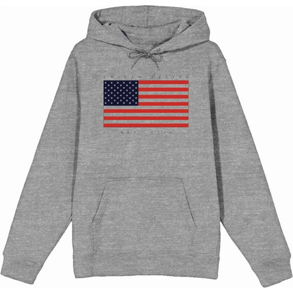 Americana United States Est 1776 Heather Gray Adult Long Sleeve Hoodie-XL
