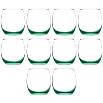 Mikonos Stemless Wine Glasses 11.5 oz. Set of 10, Bulk Pack - Restaurant Glassware, Perfect for Red Wine, White Wine, Cocktails - Green