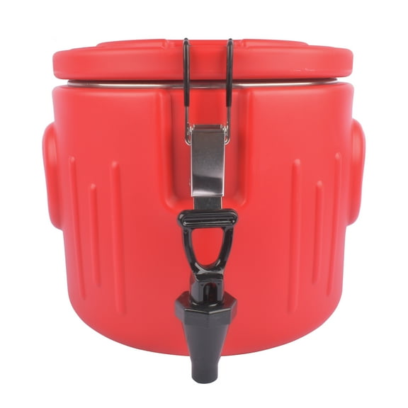 Insulated Beverage Cooler Ice and Hot Drink Dispenser with 304 Stainless Steel Interior and Spout, Portable Water Cooler with Handles, Outdoors Water Jug, Red (2.6/4/5 Gallon)