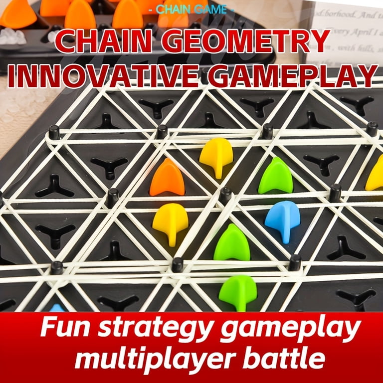 Chain Triangle Chess Game - Triggle Rubber Band Strategy Board Game For 2-4 Players, Family Game Night