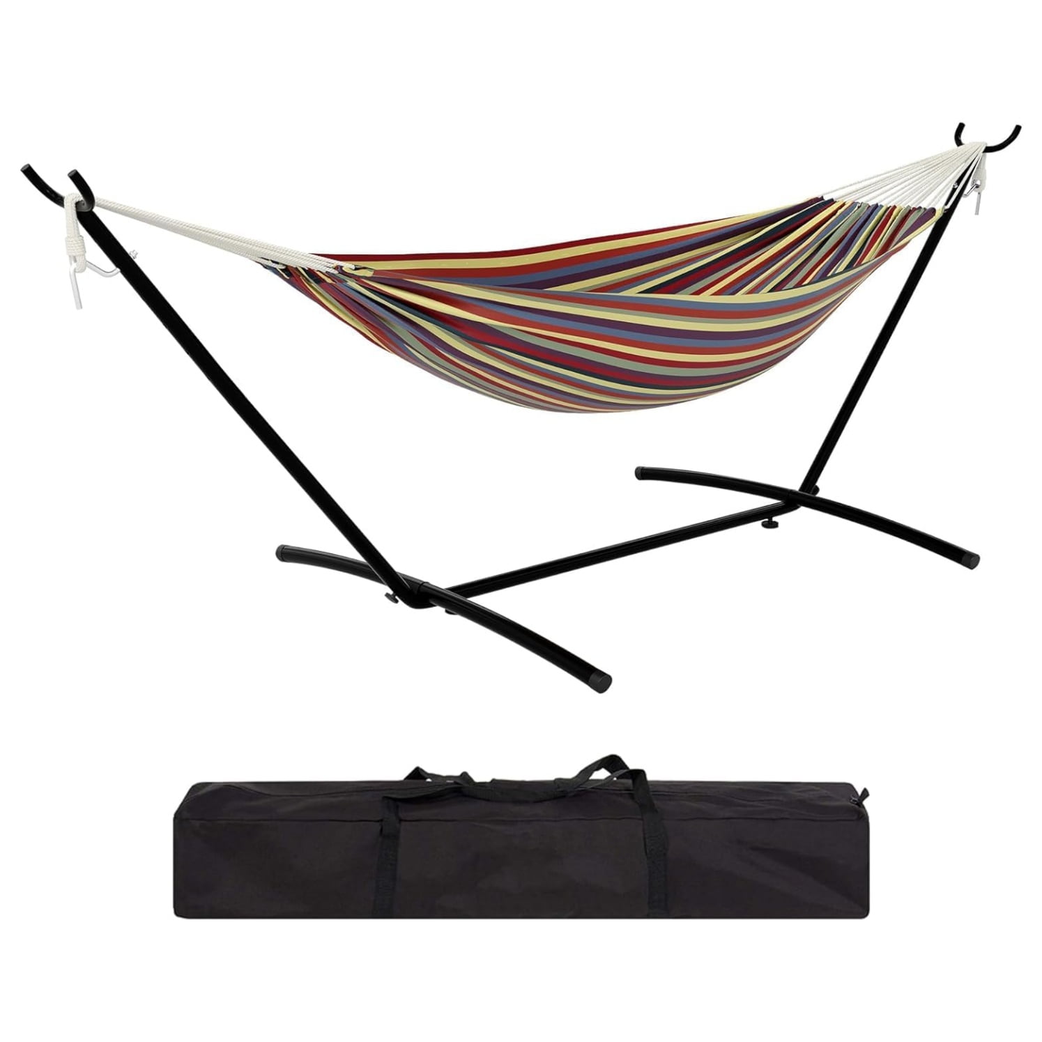 2-Person Hammock with Heavy-Duty Steel Stand,Portable,Easy Assembly, Up to 660lbs with Travel Bag for Camping Outdoor/Indoor Patio Backyard