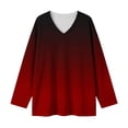 thumbnail image 6 of hotojiny Women Plus Size Tops Trendy Gradient Long Sleeve Shirts Loose Fit V Neck Fashion T-Shirt Casual Work Tunic Tee(Red,4X-Large), 6 of 6