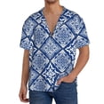 thumbnail image 3 of Gaeub Stylized Flowers Vintage Boho Men's Lapel Short Sleeve Shirt, Relaxed Fit Shirt, Soft and Breathable for Outdoors Party Travel - X-Large, 3 of 7