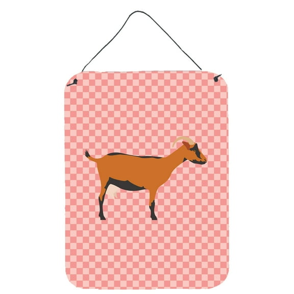 Carolines Treasures BB7888DS1216 Oberhasli Goat Pink Check Wall or Door Hanging Prints
