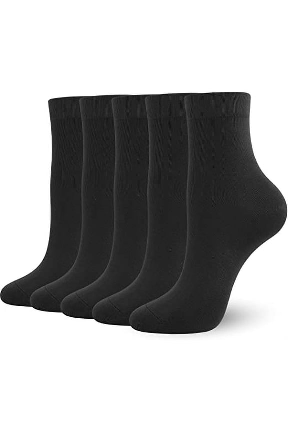 SERISMPLE Women's Ankle Socks Thin Boot Socks Light Soft Breathable 5 Pairs (Black, Large)