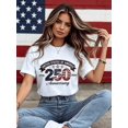 thumbnail image 3 of Women’s 250th Anniversary Graphic T-shirt – Patriotic Short Sleeve Cotton Tee, USA 1776-2026 Retro Summer Casual Top, 3 of 11