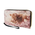 thumbnail image 7 of Renewold PU Leather Wallet for Women Coin Bag with Wrist Strap Cash Card Holder Coins Pouch for Adults Women Ladies, Highland Cow Cherry Blossom, 7 of 7
