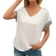 thumbnail image 4 of Camiseta de mujer Verano Cuello en V Rayas Manga corta Casual Top suelto, Blanco, XL Advancent AP001320-08, 4 of 7