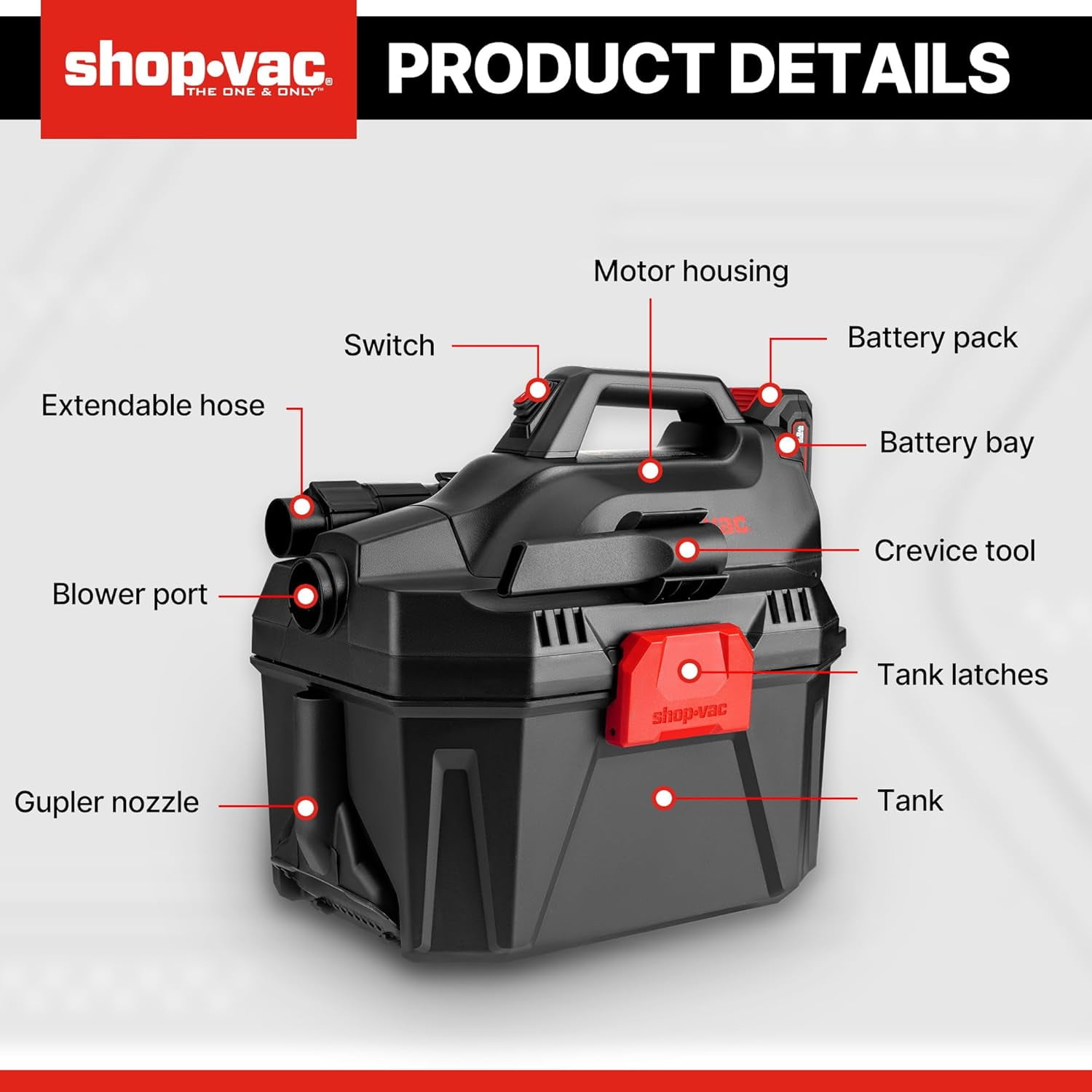 Shop-Vac 2-Gallon 20V Cordless Wet Dry Vacuum with Detachable Blower