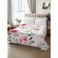 thumbnail image 2 of Twin Flat Sheet 66"x96", Pink Roses Soft Lightweight Bedding Flat Sheets Only, Romantic Flowers Leaves Vintage Country Brushed Microfiber Top Bed Sheet, Breathable StainResistant Bedsheets, 2 of 9