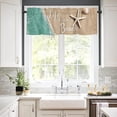 thumbnail image 4 of Ocean Scene Summer Beach Ocean Seastar Shell 3 PCS Kitchen Curtain Valance and Tiers Set, Rod Pocket Small Half Tier Valances Window Curtains Panel, 55"x24" (Set of 2 Tiers & Valance), 4 of 5