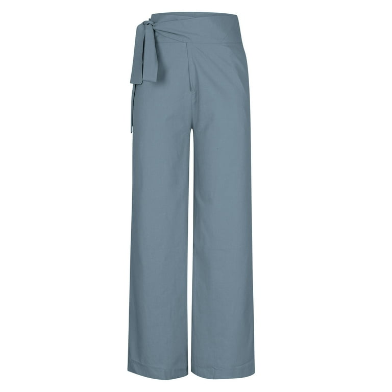 【Anyone more】Noen Side Cut Wide Cotton Pants cfhntfmh Wide Leg Pants for Women Trendy High Waist Cotton