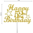 thumbnail image 2 of 52 Birthday Cake Topper Gold Glitter, Party Decoration Ideas, Sturdy Doubled Sided Glitter, Acrylic Stick. Made in USA (52nd), 2 of 4