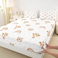 thumbnail image 3 of Homewish Kawaii Bear Giraffe 4pcs Bed Sheets For Preppy Children Kids,Cartoon Gradient Rainbow King Sheets,Stars Print Super Cozy Sheet Set,Ultra Soft Home Decor, 3 of 7