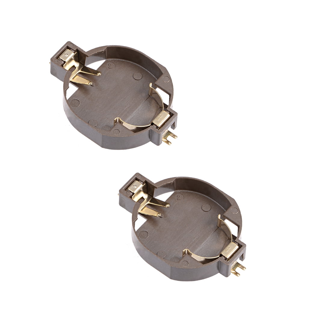 2 Pcs CR2032 Round Horizontal Coin Button Battery Holder Brown