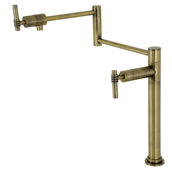 Kingston Brass KS4703ML Milano Deck Mount Pot Filler Faucet, Antique Brass