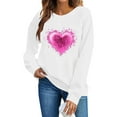 thumbnail image 4 of Valentines Day Sweatshirts Women Cute Heart Funny Valentine Pullover Sweater Tops Casual Long Sleeve Shirts, XL White, 4 of 6