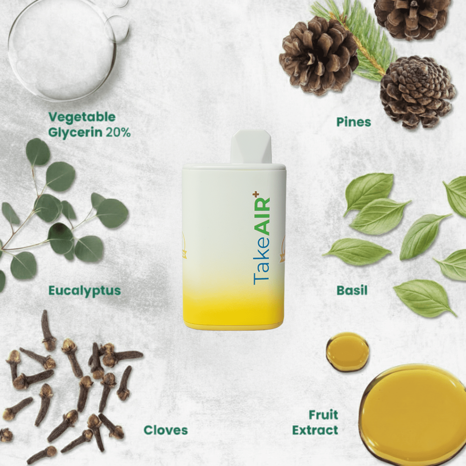 TakeAIR+ Nicotine-Free Diffuser Over 4K Puffs, All Natural, Smokeless Inhaler, Mango