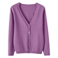 thumbnail image 5 of Domzest Womens Lightweight Cardigan V Neck Button Down Long Sleeve Knit Sweater Fall Casual Soft Basic Knit Cardigan Sweater Purple S, 5 of 5