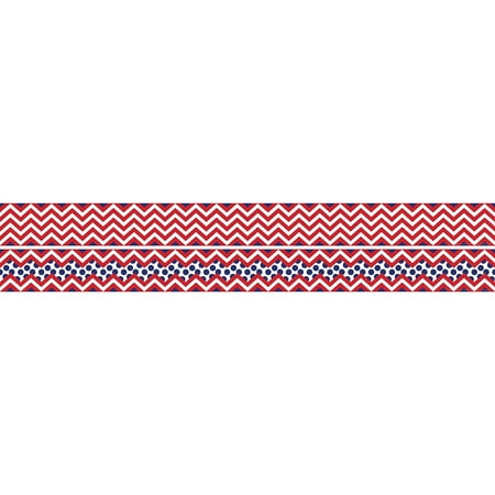 UPC: 0704068009875 | Barker Creek Double-Sided Border  Chevron Red & Navy  for Bulletin Boards  Reception Areas  Halls  Break Rooms  Office  School  Home Learning Decor  3” x 35’ (987)