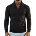 thumbnail image 7 of XRoczxe Men's Full Zip Up Track Jacket, Stand Collar Solid Color Sweatshirt, Casual Long Sleeve Lightweight Coat with Pockets for Spring Fall Daily Wear, 7 of 7