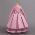 thumbnail image 6 of JAJAHO Flower Girl Dress Kids Girls Princess Birthday Dress Lace Long Sleeve Pleated Midi Party Wedding Formal Ball Gown 4-14Y, 6 of 7