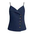 thumbnail image 5 of SHTXOZHI Womens Linen Wrap Neck Tank Tops Spaghetti Strap Button Front Cropped Tees Casual Sleeveless Basic Shirts, 5 of 7