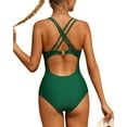 thumbnail image 6 of BeautyIn Women V Neck One Piece Swimsuits Double Strappy Monokini Bathing Suits, 6 of 7