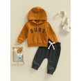 thumbnail image 2 of Gureui Toddler Infant Baby Boys Girls Outfits, Capital Letter Print Long Sleeve Hooded Pullover + Elastic Drawstring Side Pockets Trousers 2Pcs Clothes Set, 2 of 8