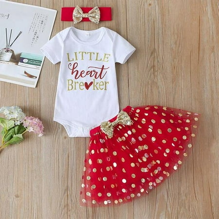 

Baby Girl Valentine s Day Outfits Bodysuit Skirt and Headband