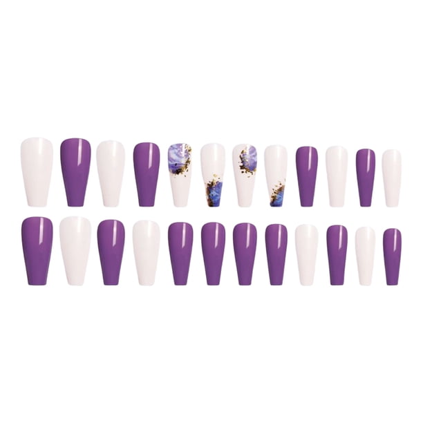 Seitruly Uñas postizas de ataúd, estilo francés clásico, uñas a presión, cubierta completa, punta de uñas, pegatinas de manicura de viscosidad Arte de uñas Tipo 3 Seitruly CE012296-03B