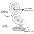 thumbnail image 2 of Zadro 45 Round LED compact Mirror 10X1X Travel Mirror with Lights and Magnification 3 AAA batteries LED Makeup Mirror, 2 of 8