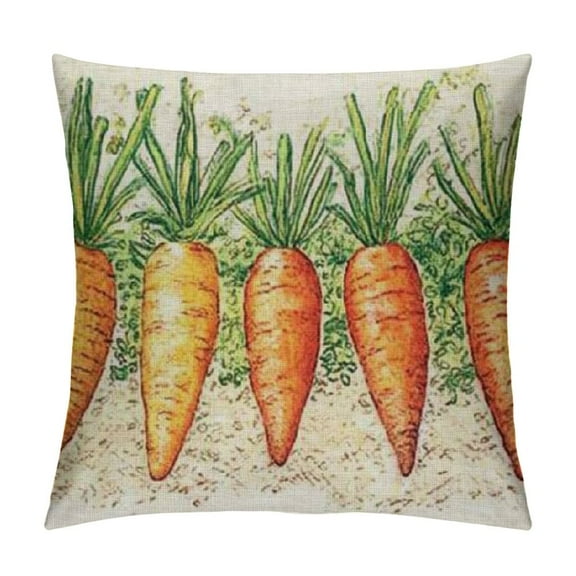 PRATYUS  Farmhouse Easter Home Decor Pillow Covers, Spring Easter Carrot Decorative Throw Pillows, Vintage Easter Outdoor Porch Decor Pillows (Without Pillow Inserts) 12x12in