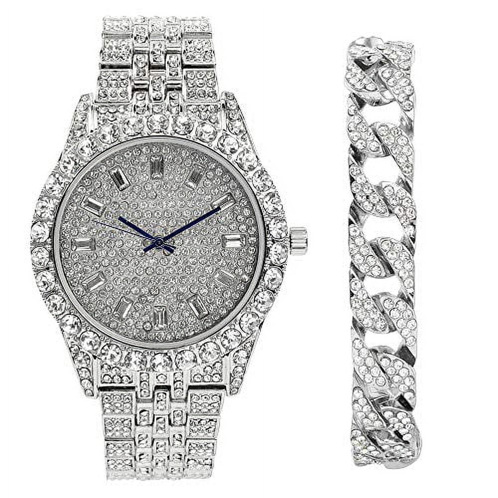 Charles Raymond Men's Luxury Iced Out Crystals Diamond Watch with