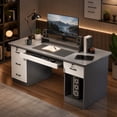 thumbnail image 3 of Escritorio para Computadora con 4 Cajones, Cajón para Archivos y Bandeja para Teclado, Mesa de Oficina Minimalista con Amplio Almacenamiento para Home Office y Estudio, 3 of 12
