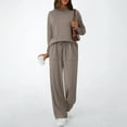 thumbnail image 3 of Women's Round Neck Sweatshirt Wide Leg Sweatpants Casual Suit Sportswear Set, for Winter Lounge and Sports Activities,Camel,S, 3 of 7