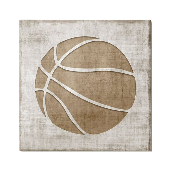 Stupell Industries Rustic Basketball Silhouette Shape Sports Team Ball Graphic Art Gallery Wrapped Canvas Print Wall Art, Design by Natalie Carpentieri