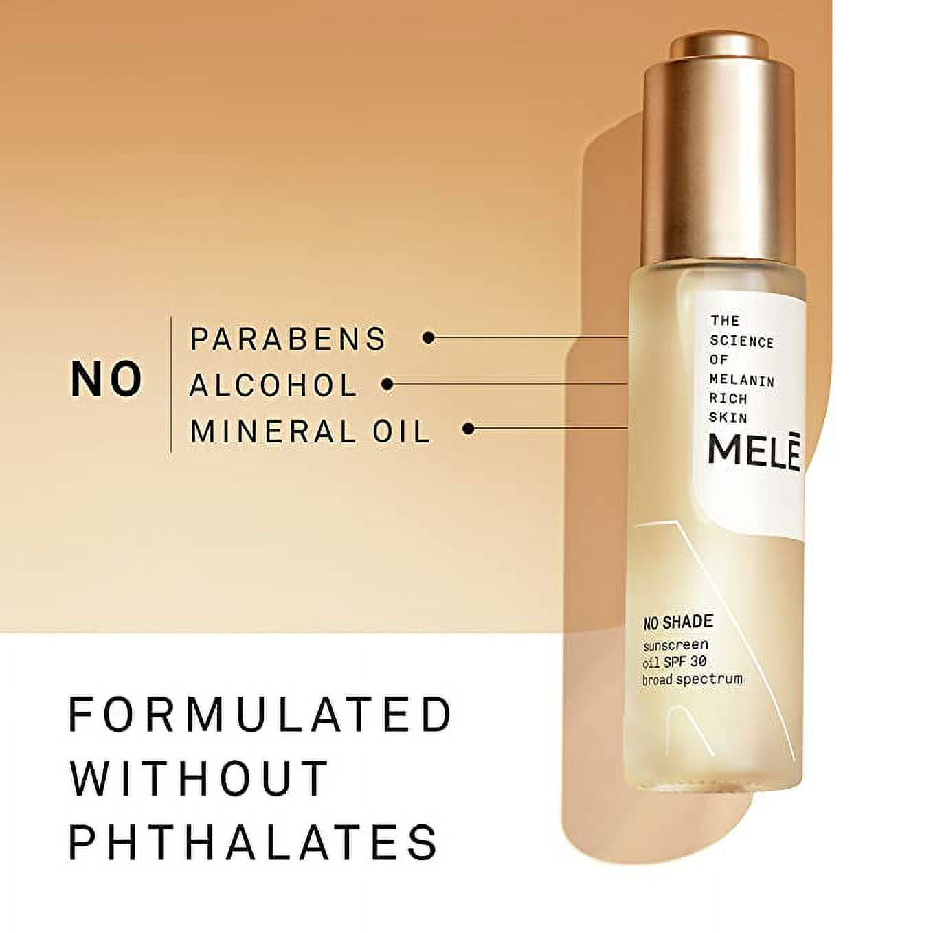 Mele No Shade Sunscreen Oil Broad Spectrum For Melanin Rich Skin Spf 30