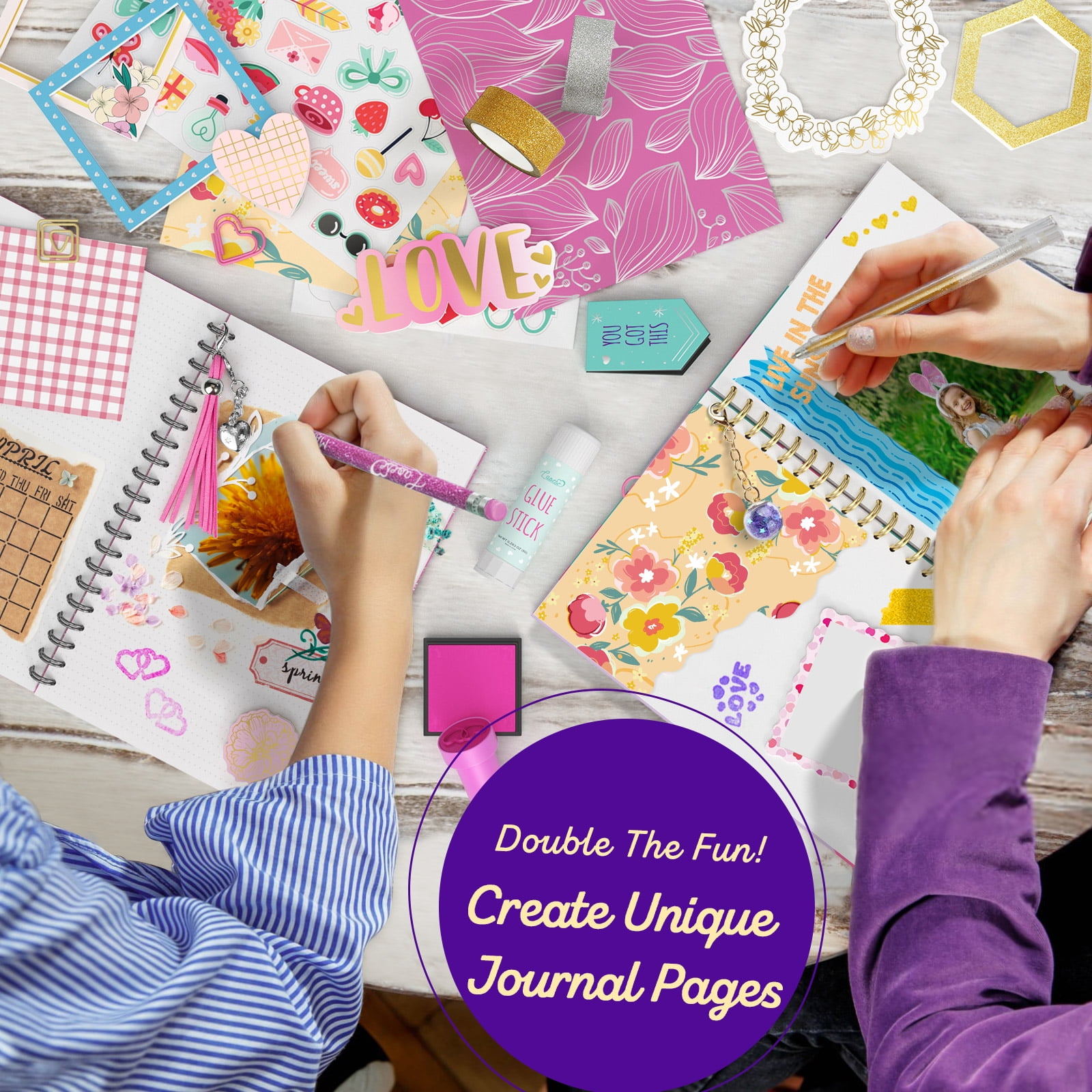 2-Pack Mega DIY Journal Kit – Art & Craft Set for Tweens – Cool  Birthday Gift Ideas for Girls Ages 8-12 – Scrapbook & Diary Kit