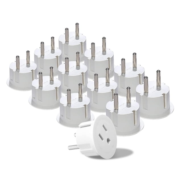 Adaptadores de Enchufe American USA a Europeo Schuko Orei Certificados CE Alta Resistencia - 12 Paqu