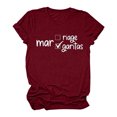thumbnail image 1 of Gibobby Camiseta de manga corta para mujer Blusa con estampado blusas redondas para mujer(Vino,G), 1 of 3