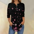 thumbnail image 2 of Women's Tops Printing Blouses 3/4 Sleeved Button Round Neck Fashionable Top Summer Tops For Women, 2 of 5