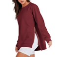 thumbnail image 5 of Women's Sweatshirt Crewneck Long Soft Side Zip Long Sleeve Pullover Athletic Trendy Comfort Tops, 5 of 7